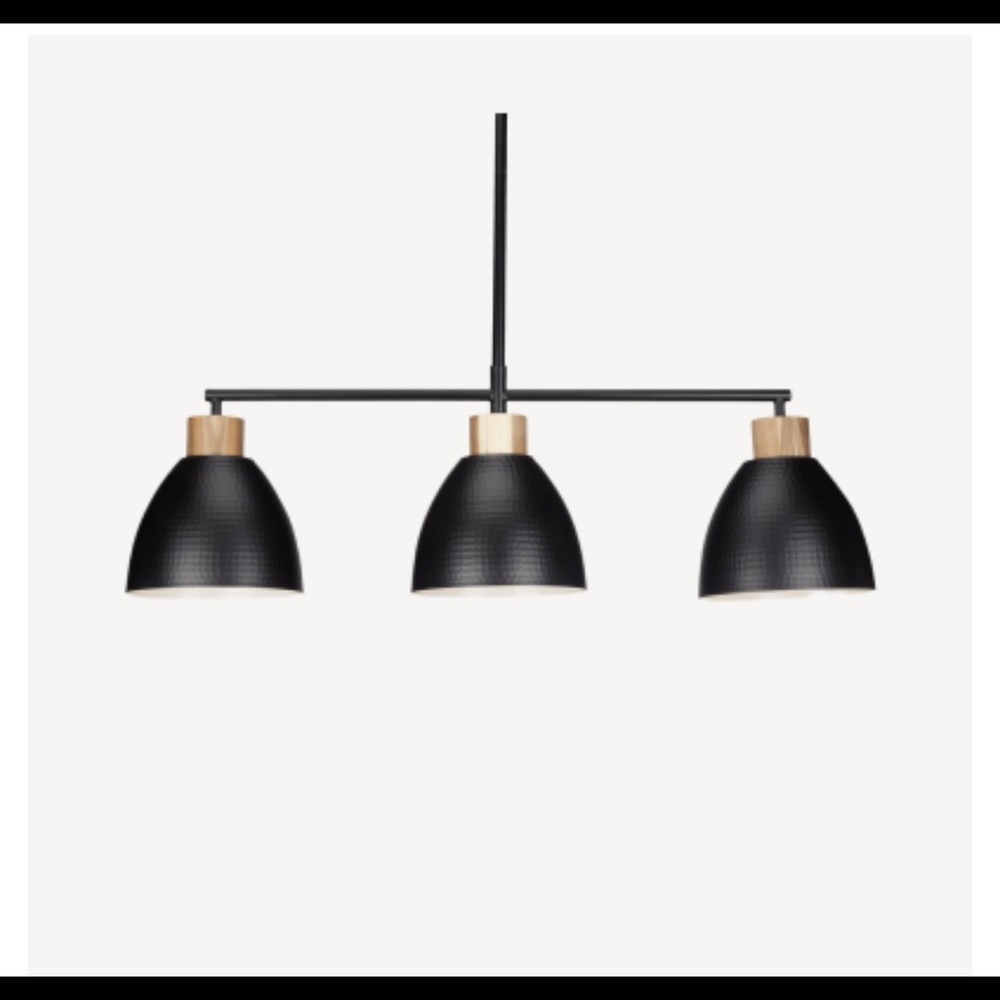 3-Bulb Metal and Wood Ceiling Lamp
